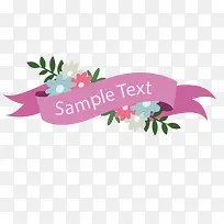 彩色花卉边框紫色彩带矢量素材-空若网 彩色花卉边框紫色彩带矢量素材-空若网