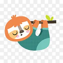 彩色扁平化树懒元素-空若网 彩色扁平化树懒元素-空若网