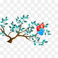 免抠卡通手绘站在树枝上的女孩树-空若网 免抠卡通手绘站在树枝上的女孩树-空若网