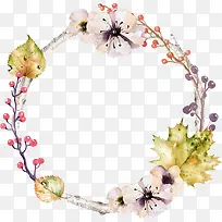 手绘水彩树枝叶子边框-空若网 手绘水彩树枝叶子边框-空若网