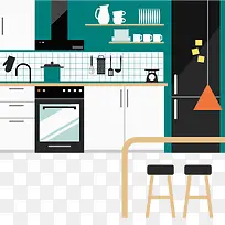 现代简约厨房插画-空若网 现代简约厨房插画-空若网