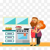 夫妻厨房做饭场景-空若网 夫妻厨房做饭场景-空若网