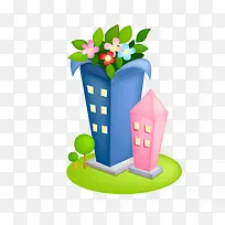 手绘卡通c4d彩色楼房-空若网 手绘卡通c4d彩色楼房-空若网