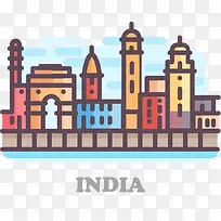 城市场景描边插画-空若网 城市场景描边插画-空若网