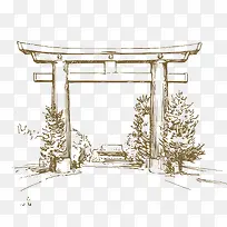 手绘古代建筑矢量素材-空若网 手绘古代建筑矢量素材-空若网