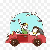 手绘兜风的情侣-空若网 手绘兜风的情侣-空若网