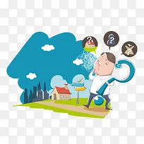 蓝色卡通矢量-空若网 蓝色卡通矢量-空若网