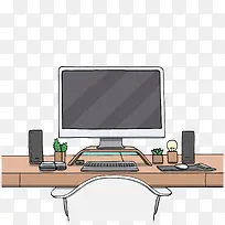 卡通办公桌上的电脑-空若网 卡通办公桌上的电脑-空若网