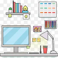 卡通台式电脑办公-空若网 卡通台式电脑办公-空若网