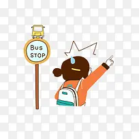 等公交的卡通手绘女孩-空若网 等公交的卡通手绘女孩-空若网