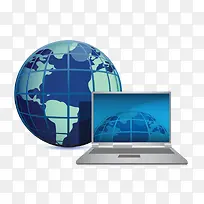 笔记本电脑和地球仪插画-空若网 笔记本电脑和地球仪插画-空若网