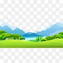 卡通手绘绿色风景图-空若网 卡通手绘绿色风景图-空若网