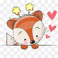 卡通可爱的小狐狸红心卡通素材-空若网 卡通可爱的小狐狸红心卡通素材-空若网
