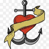 手绘缠绕爱心的彩带-空若网 手绘缠绕爱心的彩带-空若网