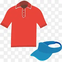 红色上衣蓝色帽子高尔夫用品矢量-空若网 红色上衣蓝色帽子高尔夫用品矢量-空若网