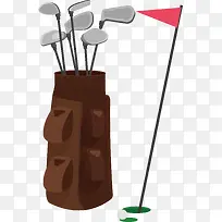 彩旗球杆高尔夫用品矢量素材-空若网 彩旗球杆高尔夫用品矢量素材-空若网