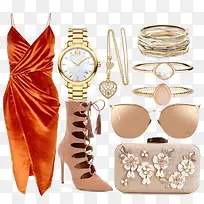 橙色连衣裙和包包-空若网 橙色连衣裙和包包-空若网