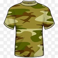 军绿色迷彩T恤矢量插画-空若网 军绿色迷彩T恤矢量插画-空若网