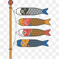 矢量彩绘鲤鱼风向旗PNG图片-空若网 矢量彩绘鲤鱼风向旗PNG图片-空若网