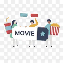 矢量卡通男女看电影零食爆米花-空若网 矢量卡通男女看电影零食爆米花-空若网