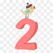 红色数字二和黄色冬季鸟儿-空若网 红色数字二和黄色冬季鸟儿-空若网