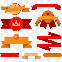 9款精致徽章丝带横标矢量-空若网 9款精致徽章丝带横标矢量-空若网