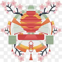 扁平化中国风纸灯笼装饰-空若网 扁平化中国风纸灯笼装饰-空若网