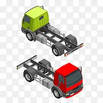 绿色红色卡车矢量图-空若网 绿色红色卡车矢量图-空若网