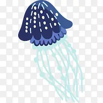 卡通可爱蓝色水母动物贴纸-空若网 卡通可爱蓝色水母动物贴纸-空若网