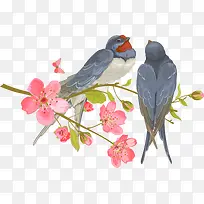 小燕子停在桃花枝头水彩矢量-空若网 小燕子停在桃花枝头水彩矢量-空若网