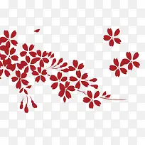 手绘卡通红色花枝-空若网 手绘卡通红色花枝-空若网