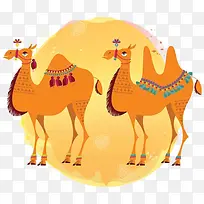 卡通手绘黄色沙漠骆驼埃及旅游p-空若网 卡通手绘黄色沙漠骆驼埃及旅游p-空若网