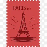 矢量图巴黎观光邮票-空若网 矢量图巴黎观光邮票-空若网