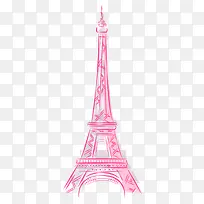 手绘梦幻粉色艾菲尔铁塔-空若网 手绘梦幻粉色艾菲尔铁塔-空若网