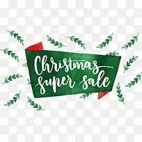 绿色手绘水彩圣诞促销海报-空若网 绿色手绘水彩圣诞促销海报-空若网