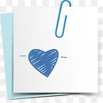 蓝色手绘爱心便签条-空若网 蓝色手绘爱心便签条-空若网