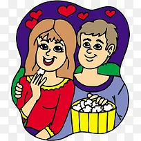 吃爆米花的情侣-空若网 吃爆米花的情侣-空若网