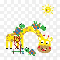 卡通可爱的长颈鹿和乌龟-空若网 卡通可爱的长颈鹿和乌龟-空若网