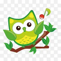 绿色猫头鹰在树枝上-空若网 绿色猫头鹰在树枝上-空若网