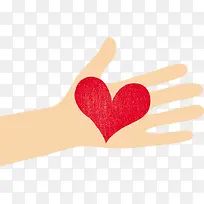 手绘手上的红色爱心-空若网 手绘手上的红色爱心-空若网