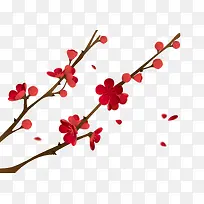红色的梅花和树枝-空若网 红色的梅花和树枝-空若网