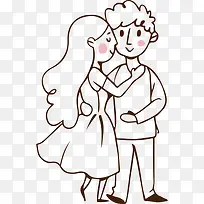 卡通可爱线稿相爱的情侣-空若网 卡通可爱线稿相爱的情侣-空若网