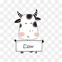 可爱的小奶牛和标牌-空若网 可爱的小奶牛和标牌-空若网