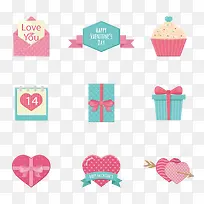 扁平情人节元素-空若网 扁平情人节元素-空若网