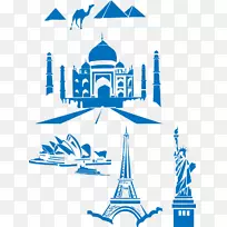 埃菲尔铁塔自由女神像泰姬陵剪贴画-地标-空若网 埃菲尔铁塔自由女神像泰姬陵剪贴画-地标-空若网