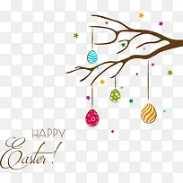 树枝上的彩色星星和彩蛋-空若网 树枝上的彩色星星和彩蛋-空若网