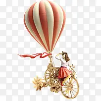 橙色热气球女孩装饰图案-空若网 橙色热气球女孩装饰图案-空若网