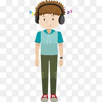 听音乐的男孩插画-空若网 听音乐的男孩插画-空若网