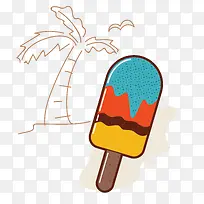矢量椰树雪糕素材-空若网 矢量椰树雪糕素材-空若网