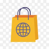 黄色扁平化购物袋子卡通元素-空若网 黄色扁平化购物袋子卡通元素-空若网